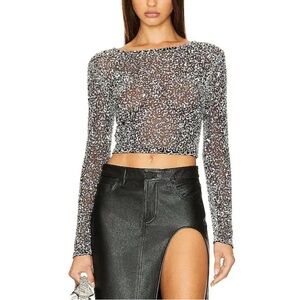 Retrofete Glittering Silver Crop Top